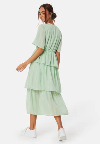 Butterfly Sleeve Flounce Dress