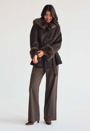 Hooded Wool Blend Coat
