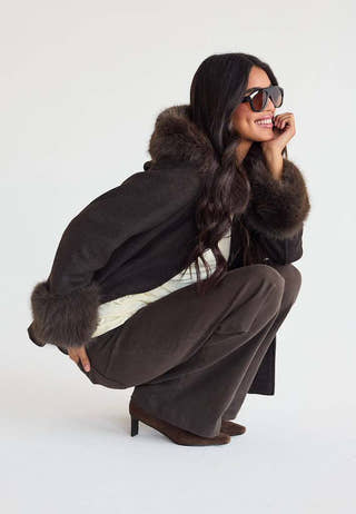 Hooded Wool Blend Coat