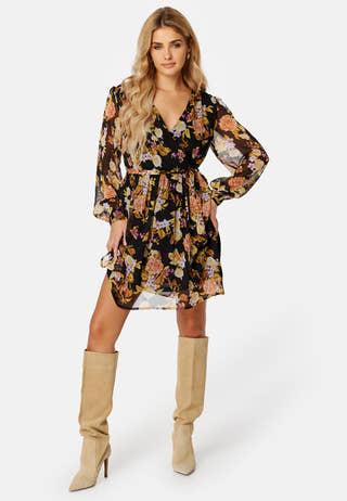Ella Chiffon LS Wrap Dress