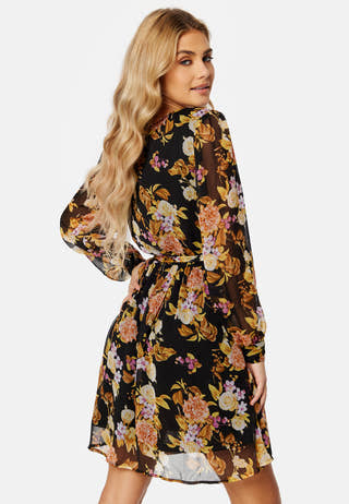 Ella Chiffon LS Wrap Dress