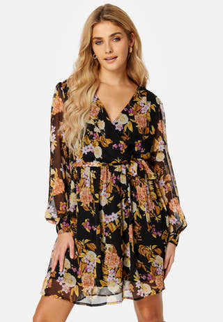 Ella Chiffon LS Wrap Dress