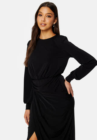 Balloon Sleeve Rouch Dress