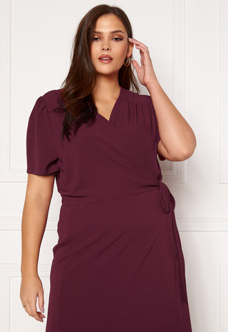 Short Sleeve Wrap Frill Curve Dress