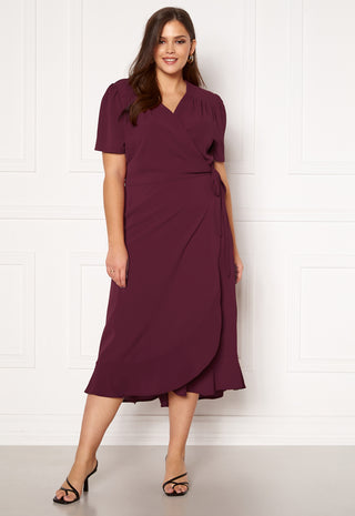 Short Sleeve Wrap Frill Curve Dress
