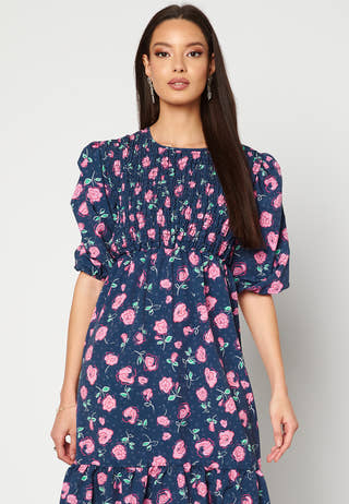 Floral Smock Midaxi Dress