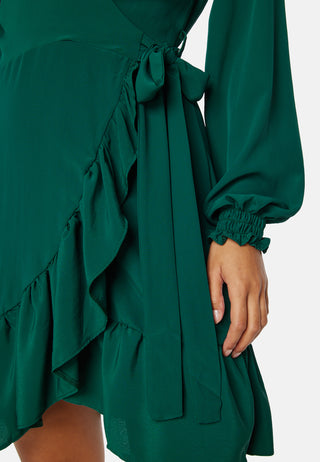 Frilly Wrap Mini Dress