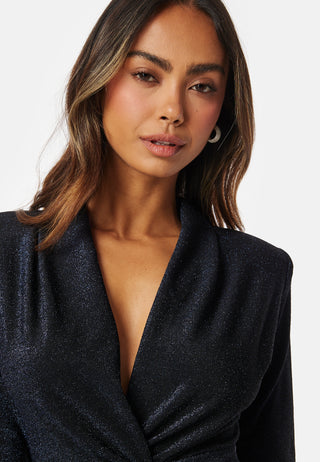 Glitter Long Sleeve Rouch Dress