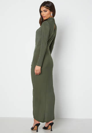 High Neck Rouch Maxi Dress