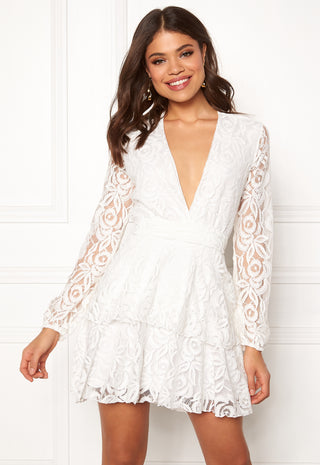 Lace Deep V Skater Dress