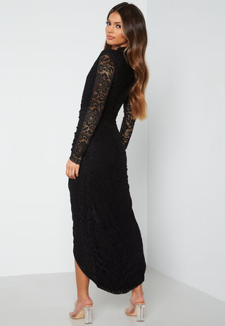 Lace Long Sleeve Rouch Dress