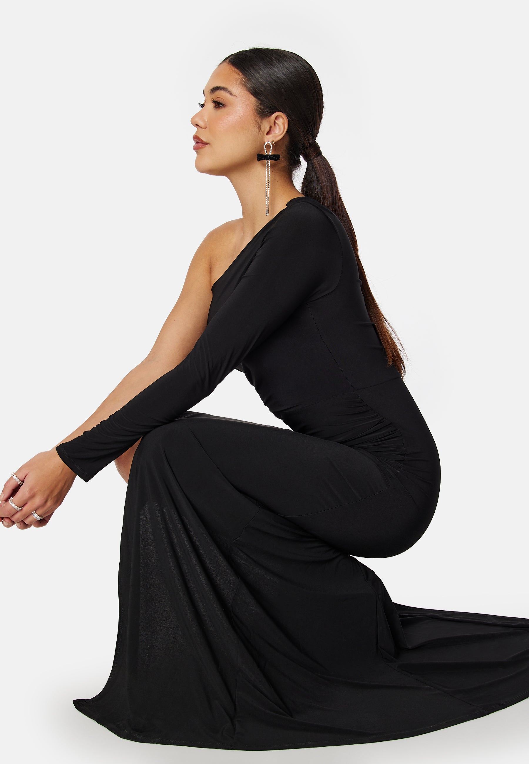 John zack Long Sleeve One Shoulder Maxi Dress Black Black John zack Long Sleeve One Shoulder Maxi Dress Black Black