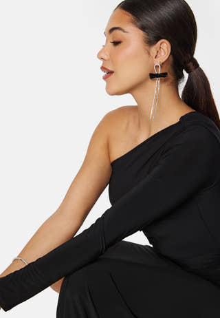 Long Sleeve One Shoulder Maxi Dress