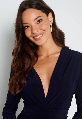 Long Sleeve Rouch Dress