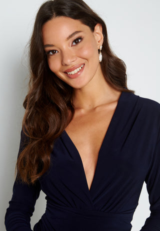 Long Sleeve Rouch Dress