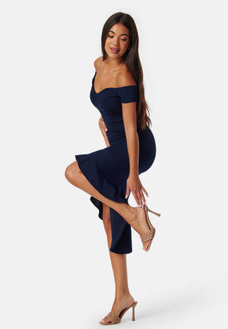 Off Shoulder Frill High Low Dress