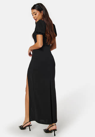 Puff Sleeve Maxi Dress With Split