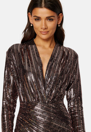 Sequin Rouch Maxi Dress