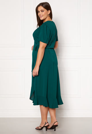 Short Sleeve Wrap Frill Curve Dress