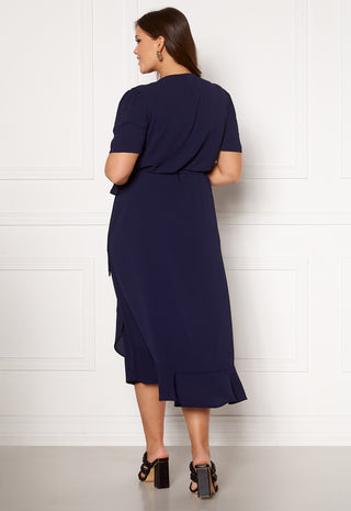 Short Sleeve Wrap Frill Curve Dress