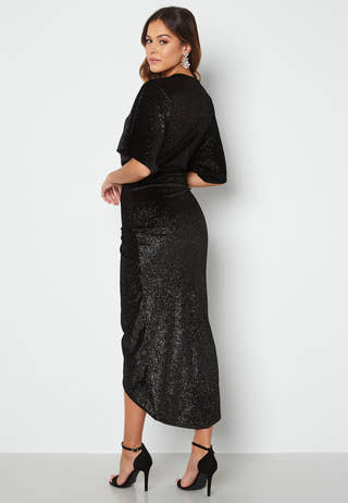 Velvet Glitter Kimono Sleeve Rouch Dress