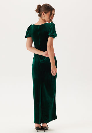 Velvet Puff Sleeve Maxi With S
