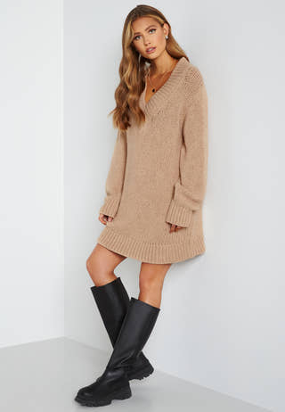 Chunky knitted sweater dress