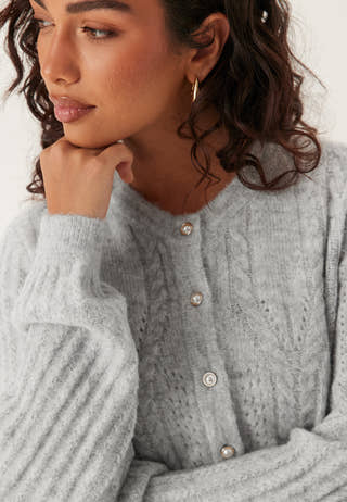 Objflora Re Ls Knit Button Cardigan