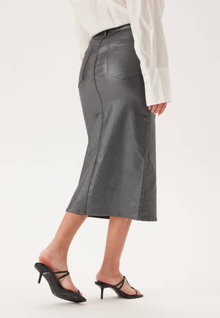 Objnaya Coated Mid Waist Skirt