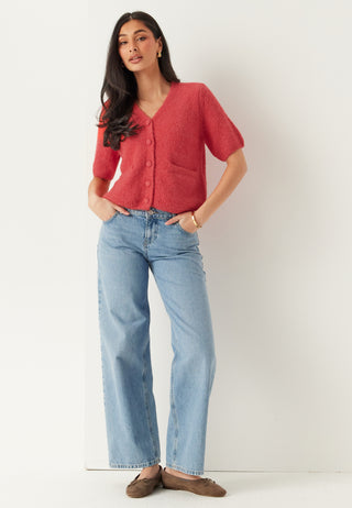 Objsaggia Re Ss V-neck Knit Cardigan