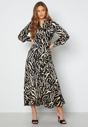 Papaya L/S Wrap Long Dress