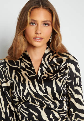 Papaya L/S Wrap Long Dress