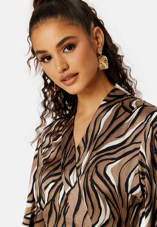 Papaya L/S Wrap Long Dress