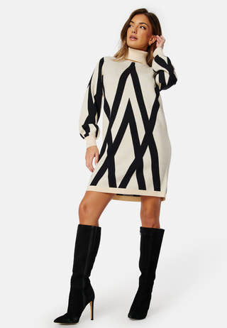 Objray L/S Knit Rollneck Dress