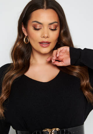 Esly LS V-Neck Knee Dress