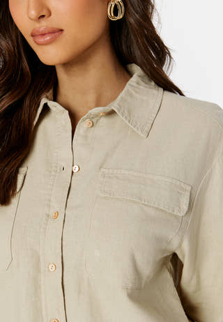 Caro L/S Oversized Linen Blend Shirt