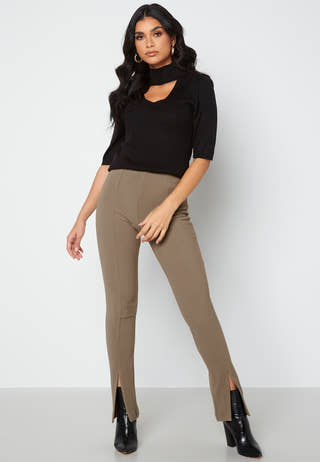 Leonie HW Front Slit Rib Legging