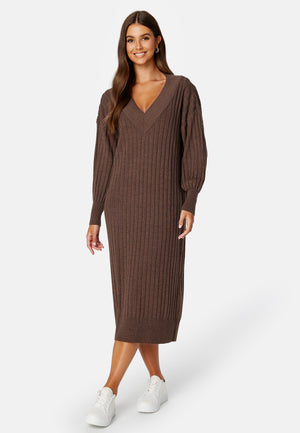 New Tessa L/S Midi V-Neck Dress
