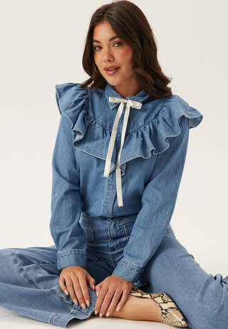 Onlindigo Frill Stud L/S DNM S