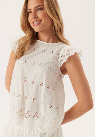 Onllou Life Emb S/S Open Back Top