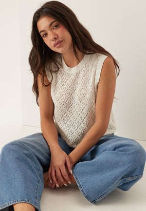 Onlsunny Sl Pointelle Top Knt