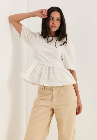 Onlveronika Life S/S MIX PEPLUM TOP