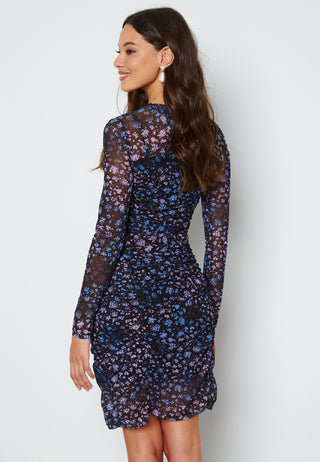 Ruby L/S Short Mesh Rouching Dress