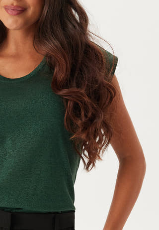 Onlsilvery S/S V Neck Lurex Top