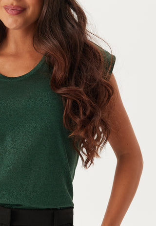 Onlsilvery S/S V Neck Lurex Top