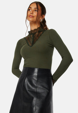 Onltilde L/S High Neck Lace Top JRS