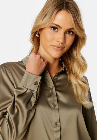 Victoria LS Loose Satin Shirt