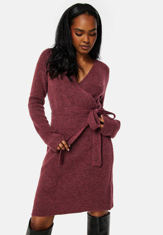 Ellen LS Wrap Knit Dress
