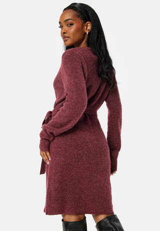 Ellen LS Wrap Knit Dress