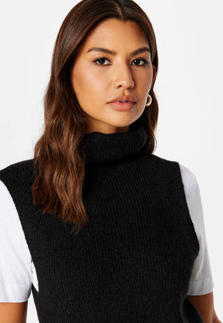 Ellen Rollneck Long Knit Vest